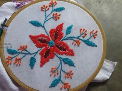Hand Embroidery Flower Rumanian Stitch by Amma Arts
