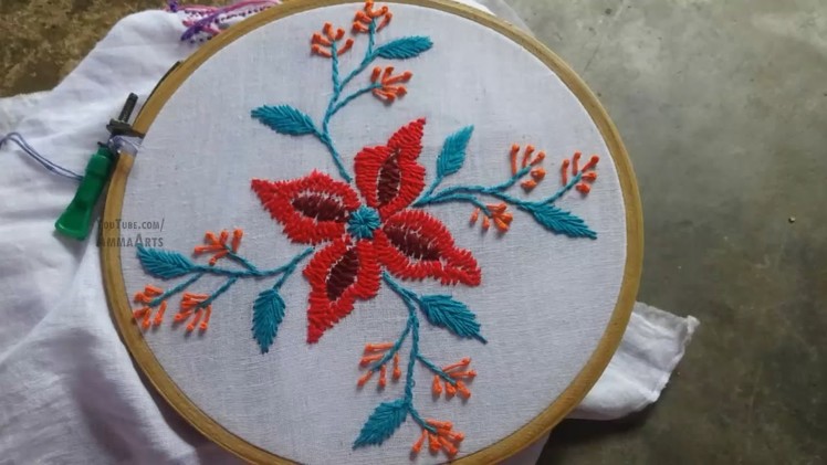 Hand Embroidery Flower Rumanian Stitch by Amma Arts