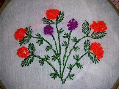 Hand Embroidery French knot stitch design by Nakshi Katha.