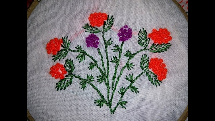 Hand Embroidery French knot stitch design by Nakshi Katha.