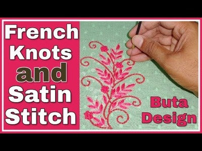 Hand embroidery  making pearls and French knots buta design