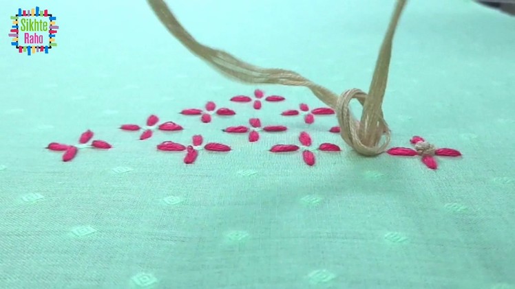 Hand Embroidery : Making Very Easy French knots Stitch Design