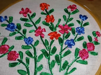 Hand Embroidery Ribbon Flower  by  Amma Arts.
