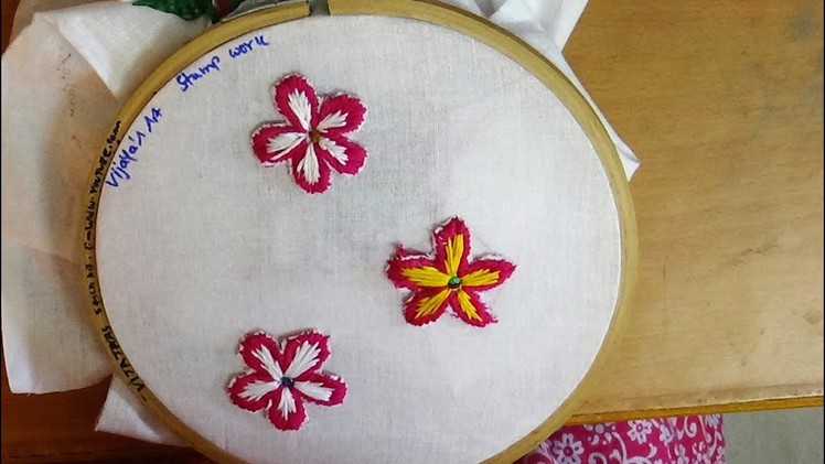 Hand Embroidery -  Simple stump work flower design