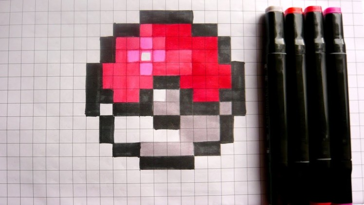 Handmade | Pixel Art - How to draw Easy Pokeball #pixelart| Tutorial | Diona arts