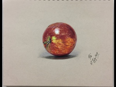How to draw 3d art on paper - 3d drawing of an apple