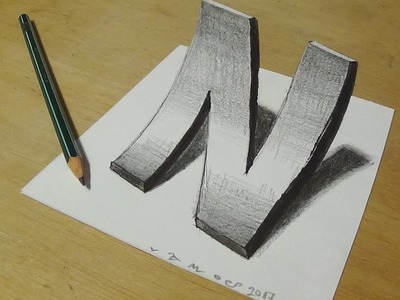 How to Draw 3D curved Letter N - Trick Art With Graphite Pencils - Inverse Perspective