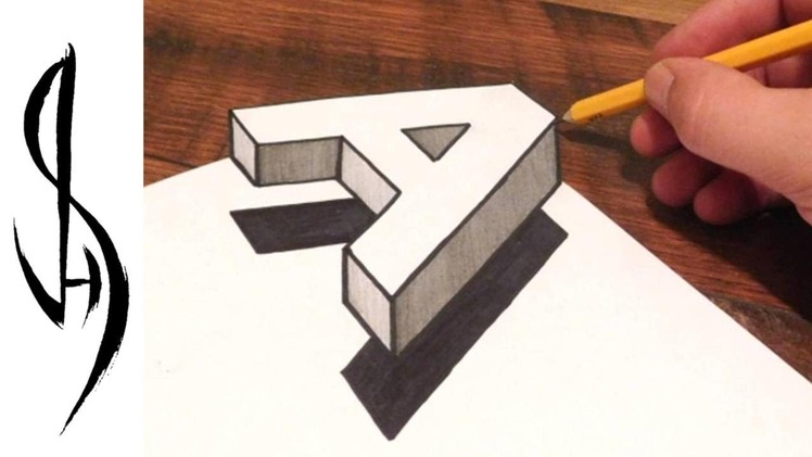 How to Draw 3D Floating Letter A - Trick Art on Paper
