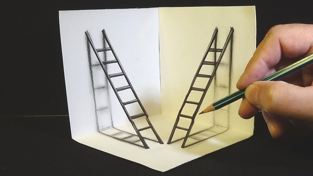 How to draw 3d ladders - Drawing 3D Ladders - Trick Art for Kids & Adults - VamosART