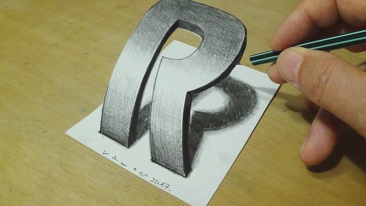 How to Draw 3D Letter - Drawing Curved Letter R - Trick Art on Paper for Kids and Adults
