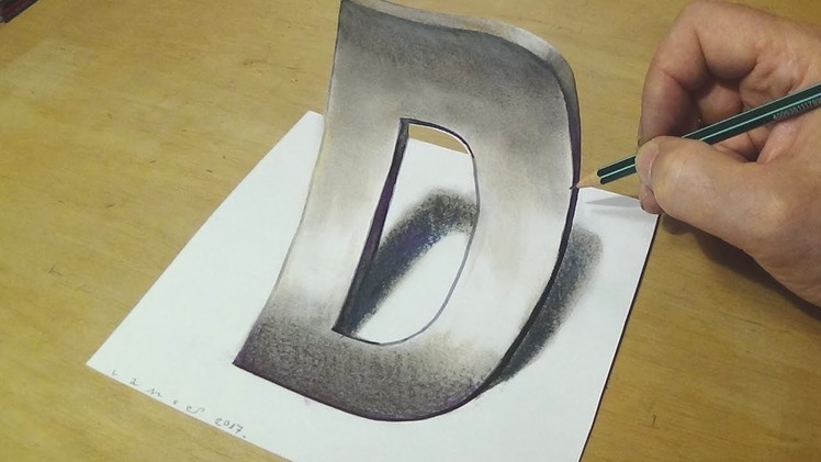 How to Draw 3D Letter - Trick Art Drawing - Anamorphic Illusion for Kids & Adults