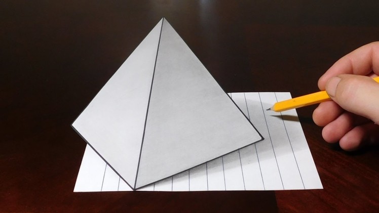 How to Draw 3D Pyramid on Line Paper Trick Art