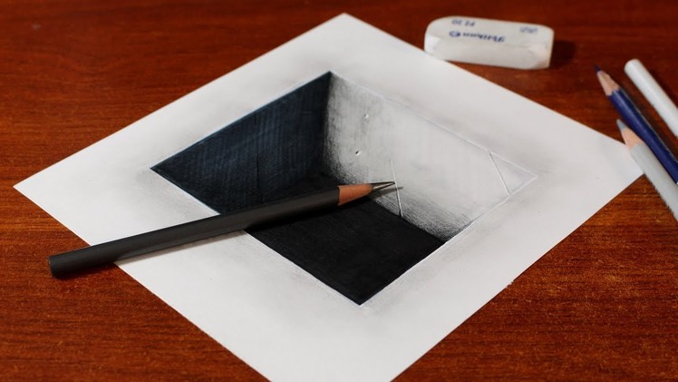 How to Draw 3D Square Concrete Hole - Easy 3D Illusion - Trick Art on Paper