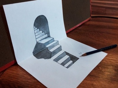 How to Draw 3D Stairs and Hole Optical Illusion on Paper - Kaif Sketch