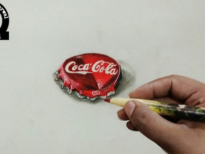 How to draw a 3d Coca-Cola cap