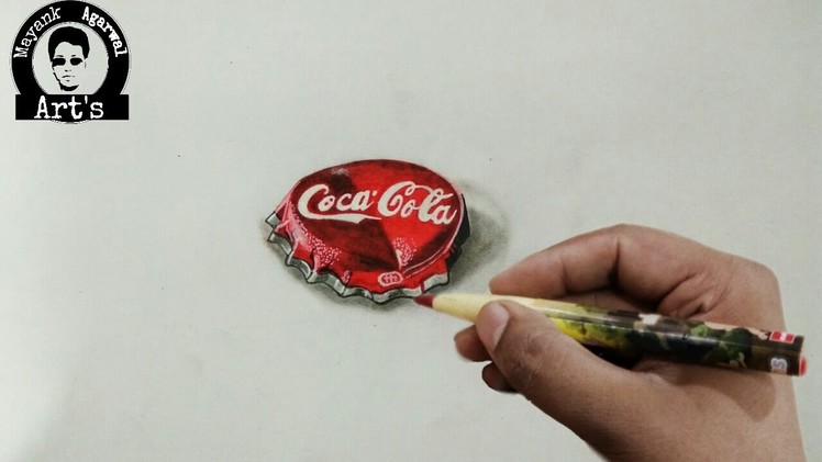 How to draw a 3d Coca-Cola cap