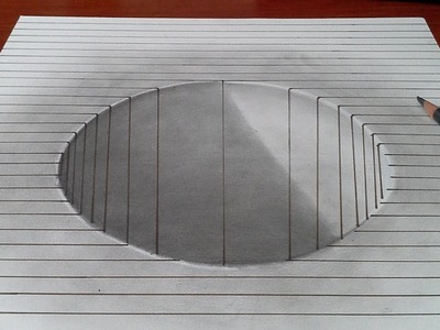 How to Draw a 3D Round Hole in Lines Paper and Shading Graphite Pencil