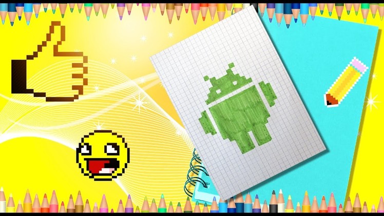 How to draw Android logo easy step by step. Pixel Android logo