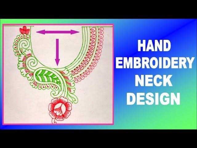 How To Draw Hand Embroidery Neck Design For Salwar Kameez, Kurta