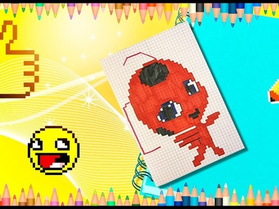 How to draw kwami Tikki from Miraculous ladybug. Pixel Tikki