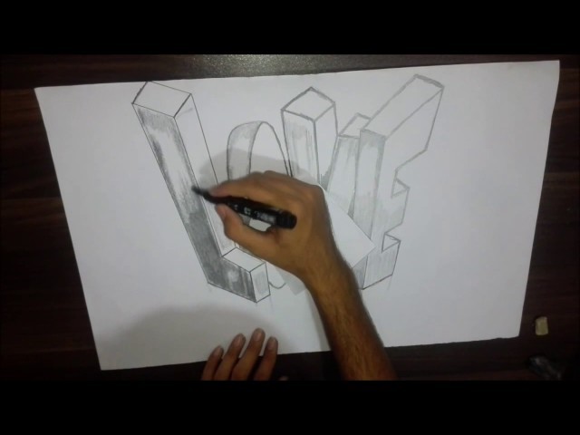How to DRAW LOVE-3D Optical Illusion Trick Art-3d alphabets