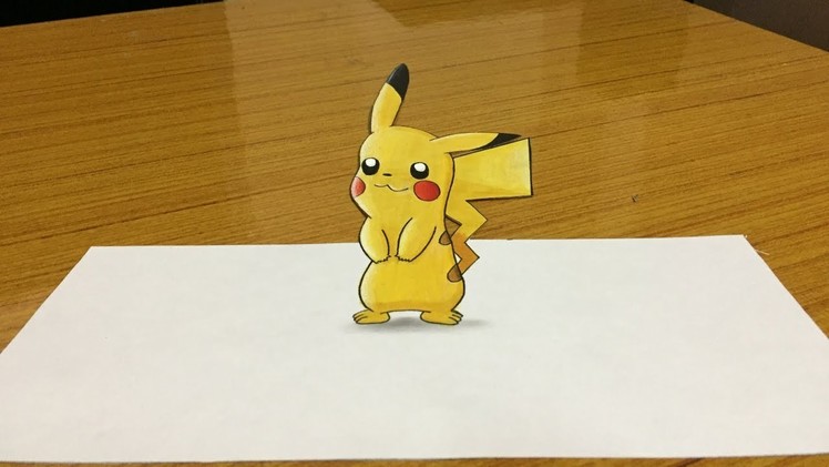 How To Draw Pikachu Step By Step | Pokemon 3D Trick Art