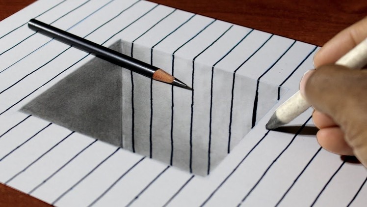 How to Draw Square Hole on Line Paper - Easy 3D Art