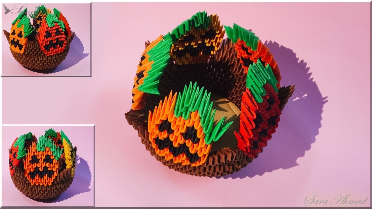 How to make 3d Origami Bowl halloween 2