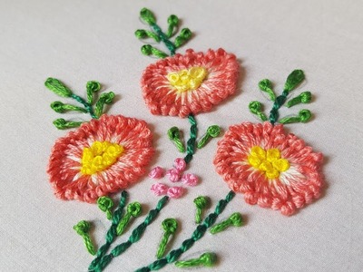 Long french Knot flower stitch for beginners|hand embroidery