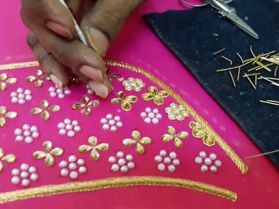 Making of kundan , Pearls and Jardosi work - hand embroidery making video