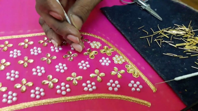 Making of kundan , Pearls and Jardosi work - hand embroidery making video
