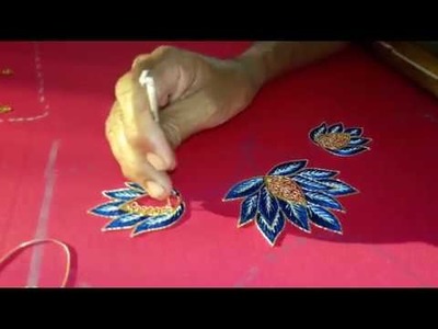 Making of LOTUS work - Hand Embroidery making video - Blouse designing