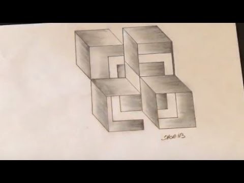 Pencil drawing! How to draw 3D box! For kids