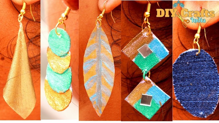 Simple 5 Types of Canvas Paper Earrings | Just 2 Items Need | DIYCrafts India #45