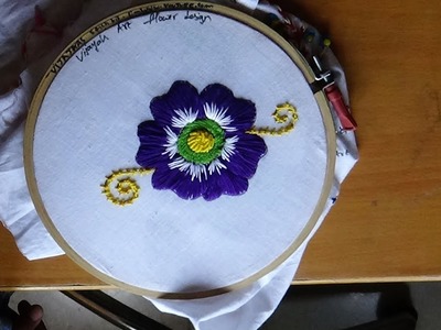 Simple Hand Embroidery Designs -  Long & short stitch flower design