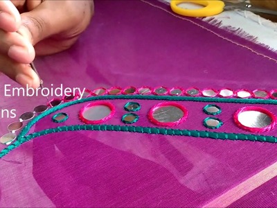 Simple maggam work blouse designs | easy mirror stitching hand embroidery, hand embroidery designs