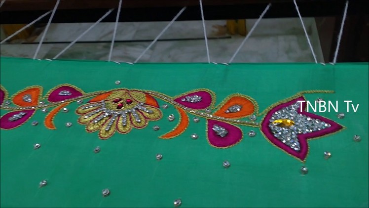 Simple maggam work blouse designs | hand embroidery stitches | aari work blouse designs