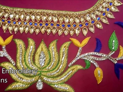 Simple maggam work blouse designs | hand embroidery designs | aari work designs