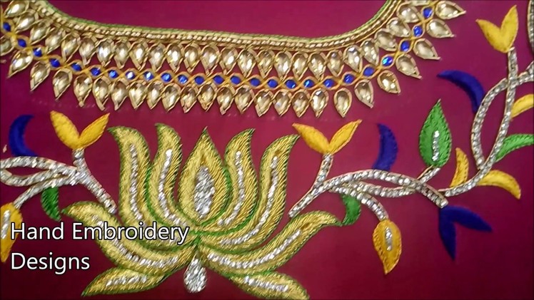 Simple maggam work blouse designs | hand embroidery designs | aari work designs