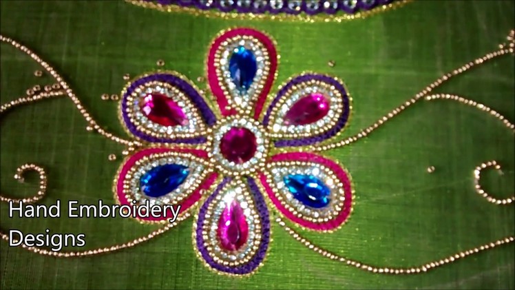 Simple maggam work blouse designs | hand embroidery designs | hand embroidery flowers stitch