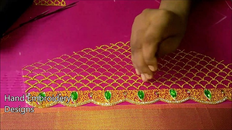 Simple maggam work blouse designs | hand embroidery designs | zari indian embroidery designs
