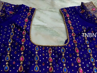 Simple maggam work blouse designs | hand embroidery stitches easy | aari work blouse designs