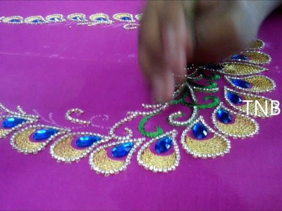 Simple maggam work blouse designs | hand embroidery stitches for blouse, hand embroidery mirror work