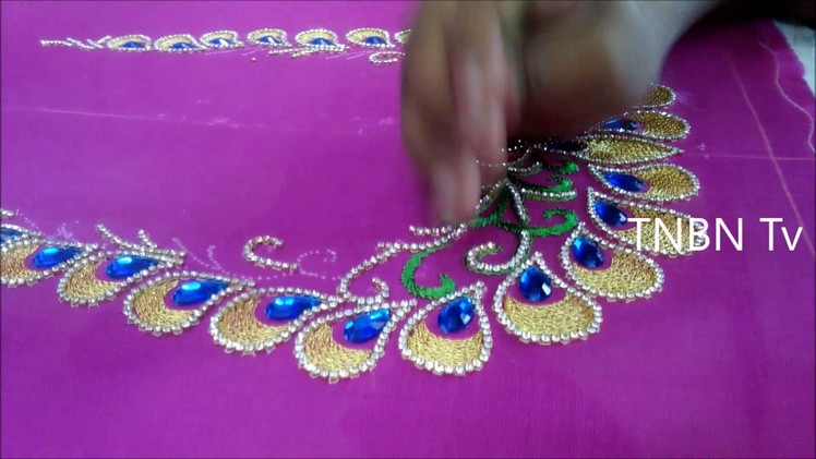 Simple maggam work blouse designs | hand embroidery stitches for blouse, hand embroidery mirror work