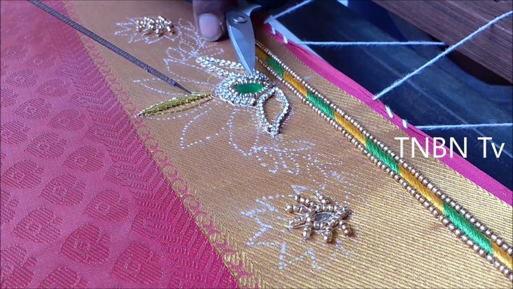 Simple maggam work blouse designs | basic hand embroidery stitches,aari work blouse designs tutorial