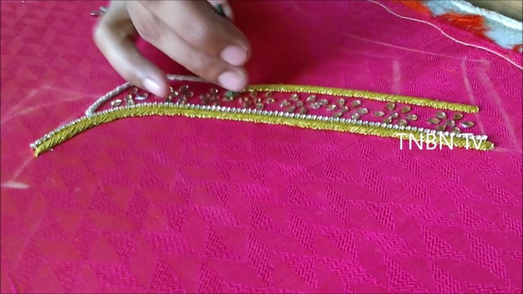 Simple maggam work blouse designs | simple cost zardosi work | hand embroidery designs