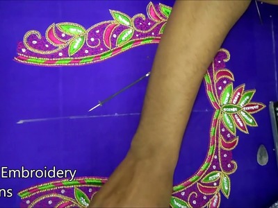 Simple maggam work blouse designs | hand embroidery designs | hand embroidery basic stitches