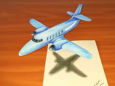 Speed drawing 3d illusion airplane on paper | dessin 3d rapide dun avion sur papier