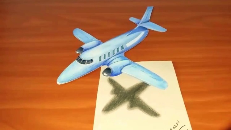 Speed drawing 3d illusion airplane on paper | dessin 3d rapide dun avion sur papier