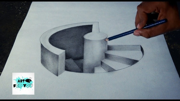 Trick Art Drawing – How to draw 3D stairs | 3D pencil | 3d pen art | modernartpaintings